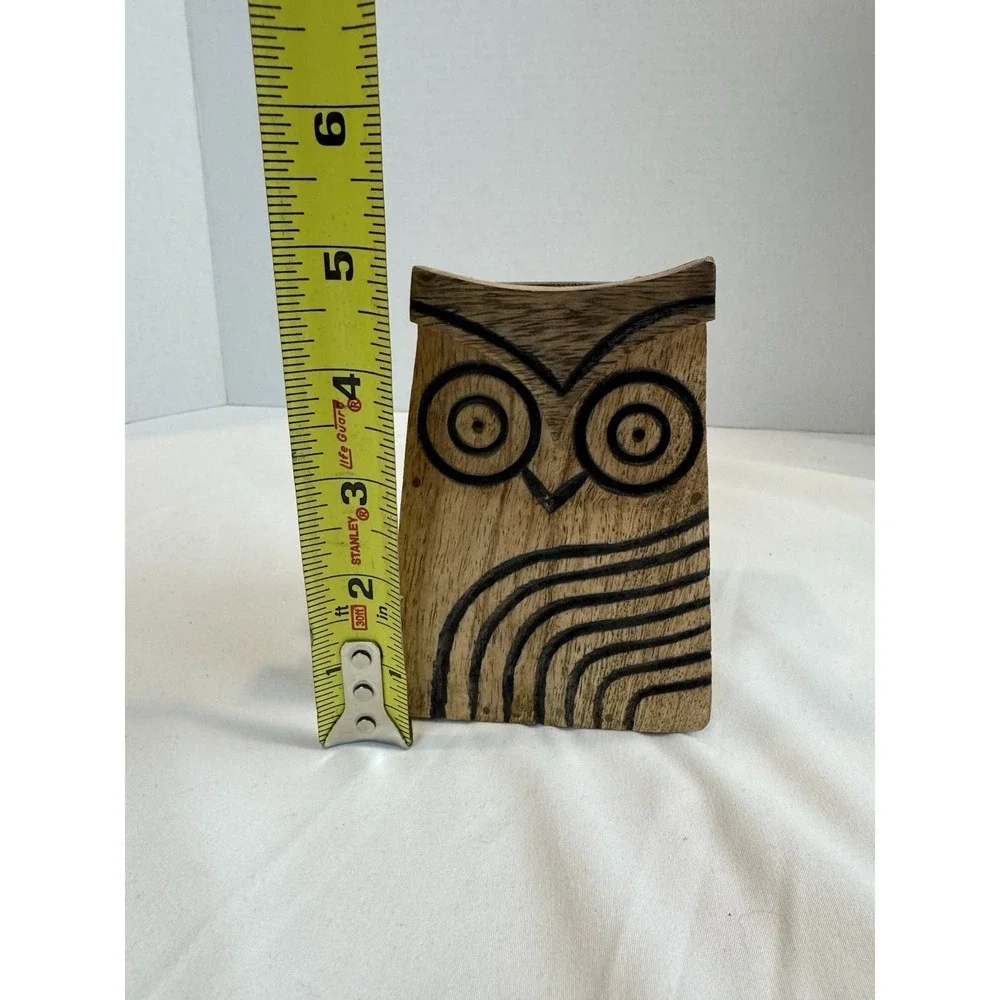 Wooden Owl Pencil Eyeglass Holder Desk Organizer  Wood MCM style World Market